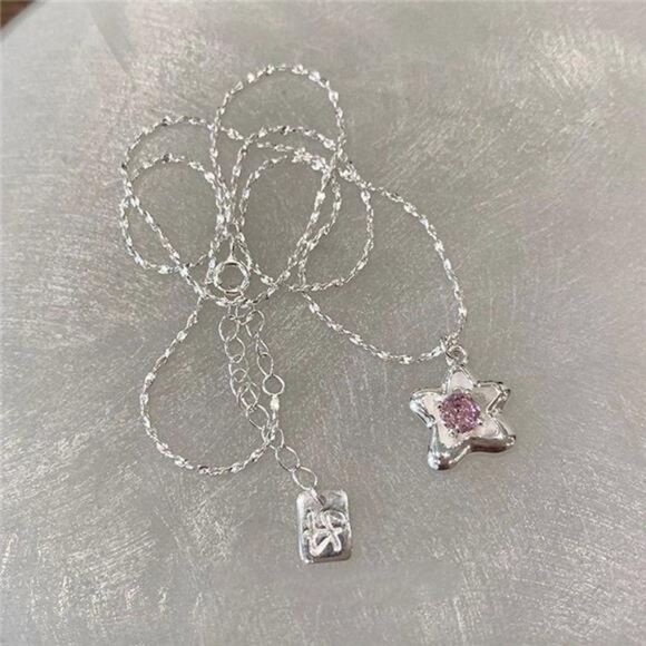 Sterling Silver Forget Me Not Flower Necklace Tiny CZ Flower Dainty Pendant - Picture 4 of 7